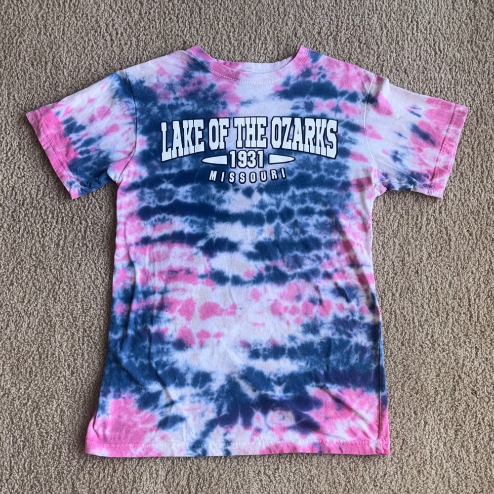 Lake of the Ozarks Tie-Dye T-Shirt - Pink & Navy